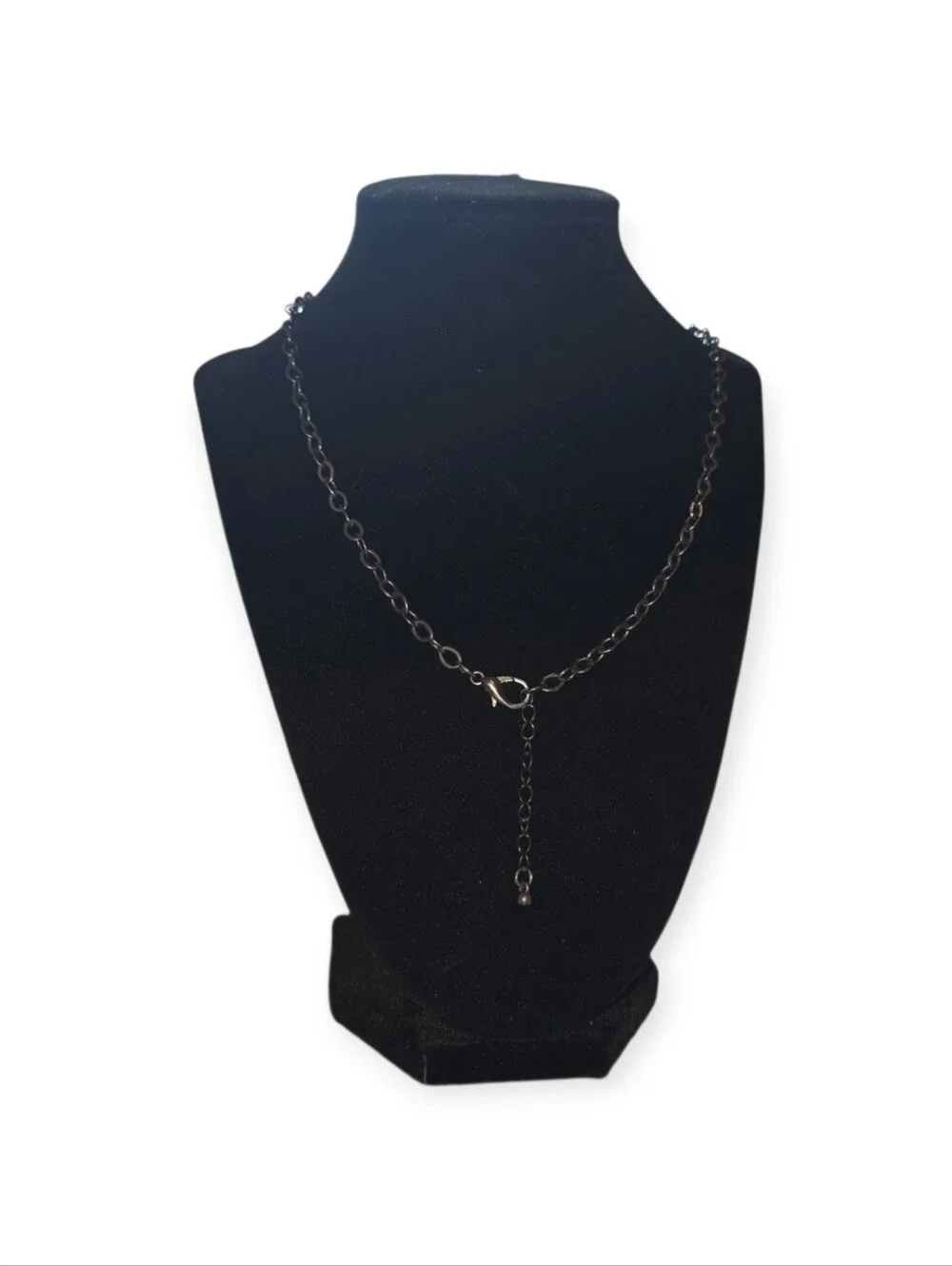 Gunmetal Red Beaded Tassel Evil Eye Pendant Necklace Long 27+2